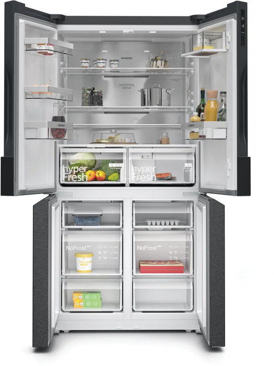 Siemens KF96NAXEAG iQ300 American Fridge Freezer, Non-Plumbed, Black, E Rated