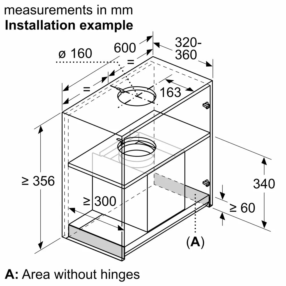 Neff D65XAM2S0B N70 Integrated Cooker Hood, Black, B Rated
