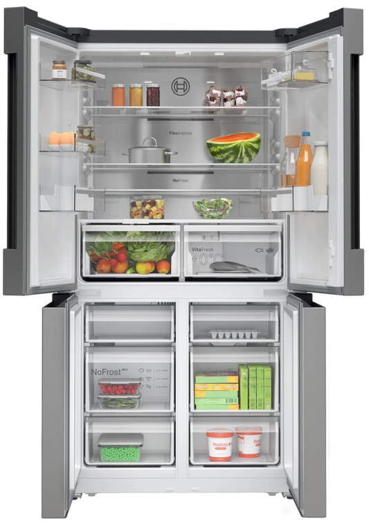 Bosch KFN96APEAG Series 4 American Fridge Freezer, Non-Plumbed, Stainless Steel, E Rated
