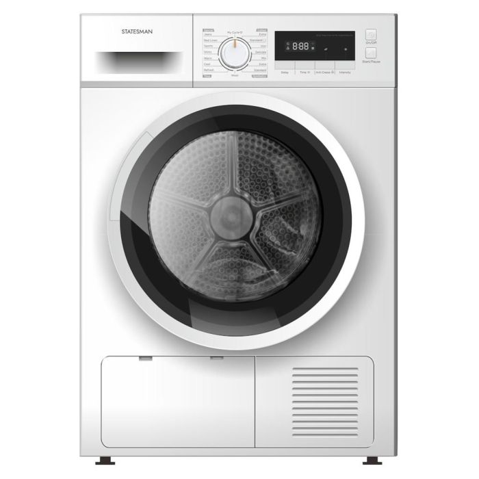Statesman TCM08W Freestanding Condenser Tumble Dryer, 8kg Load Capacity, White