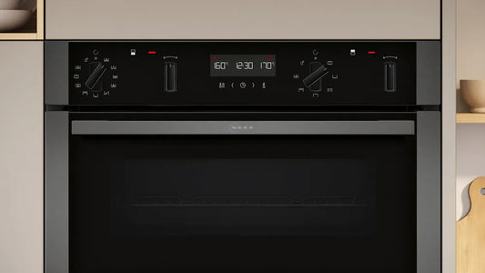 Neff U2ACH7AG7B N50 Built-In Electric Double Oven, Graphite Grey with Pyrolytic Cleaning, A Rated