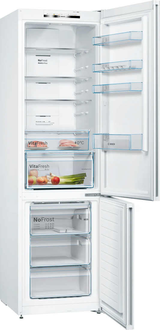 Bosch KGN392WEBG Series 4 Total No Frost Fridge Freezer, 70/30, White, E Rated
