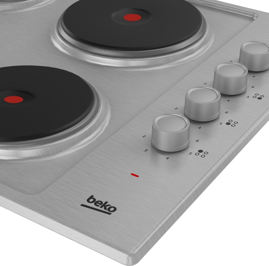 Beko HIBE64101X 60cm Sealed Plate Electric Hob - Stainless Steel