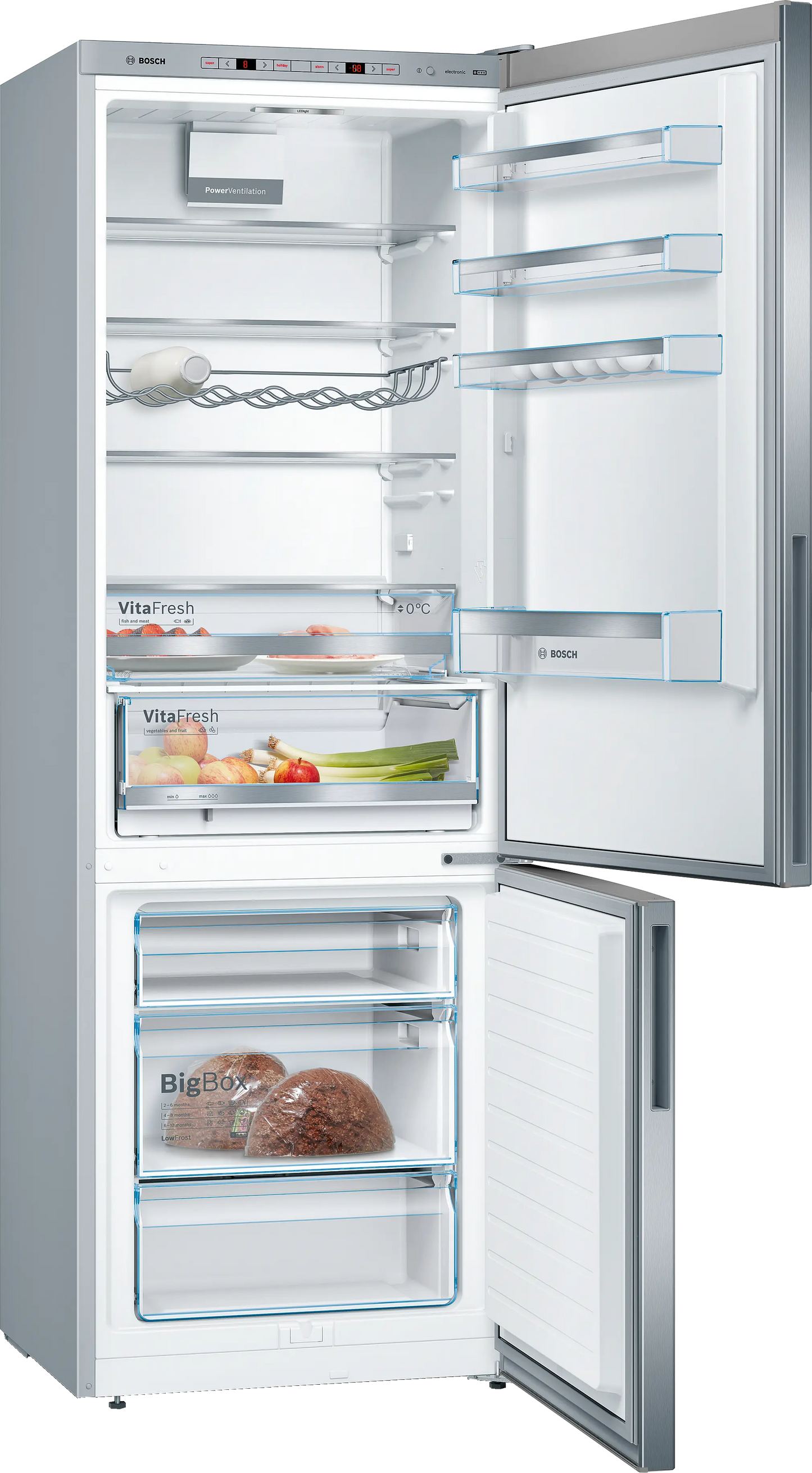 Bosch KGE49AICAG Series 6 Low Frost Fridge Freezer, 60/40, Stainless Steel, C Rated