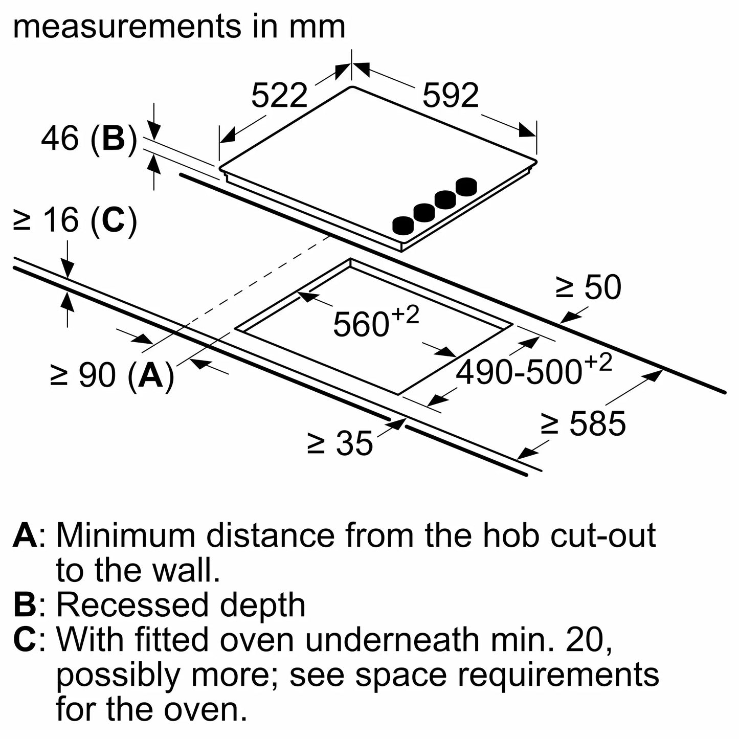 Bosch PKE611CA3E Series 2 59cm Ceramic Hob, Black