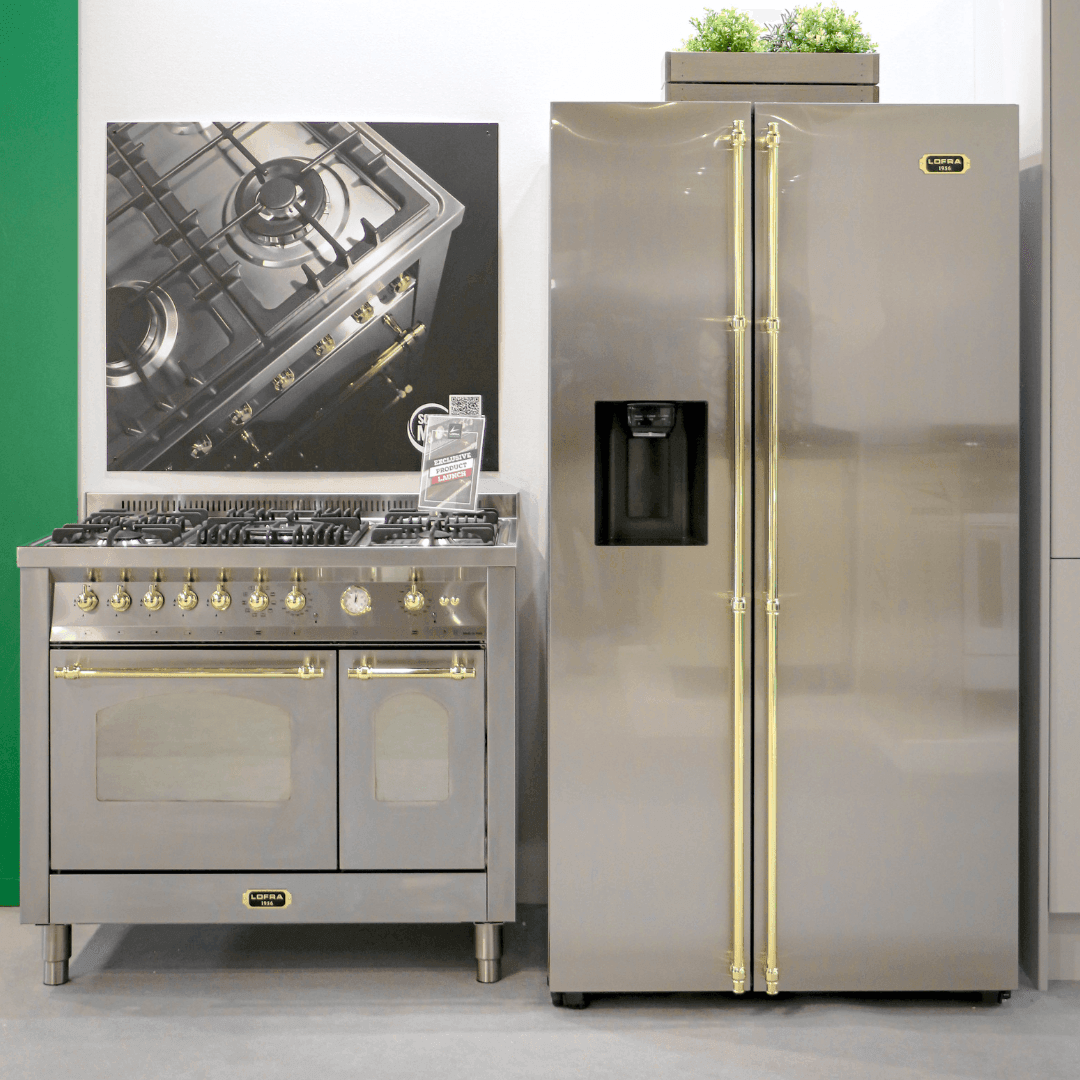 Dolcevita 100 cm Double Electric Oven Dual Fuel Range Cooker - Stainless Steel - Brass Finish - Lofra Cookers