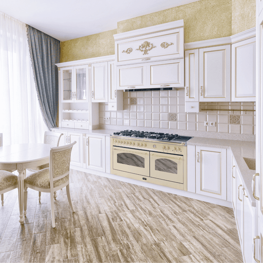 Dolcevita 120 cm Mixed Burners Double Electric Oven Dual Fuel Range Cooker - Black Matt - Brass Finish