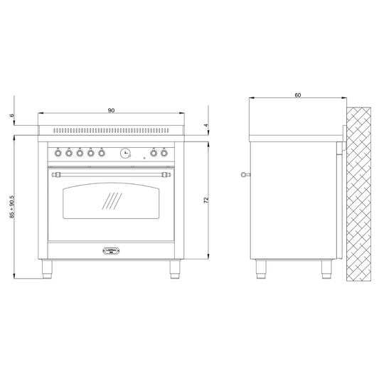 Total Black 90 cm Electric Fuel Range Cooker - Black Matt