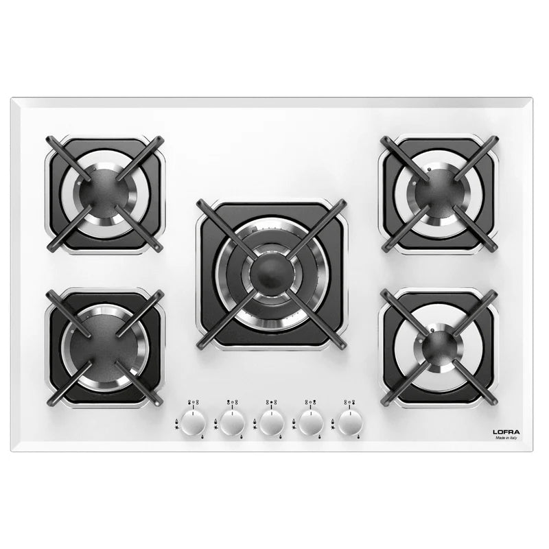 Professional Gas Glass Hob 75 cm - Sirio - White Glass