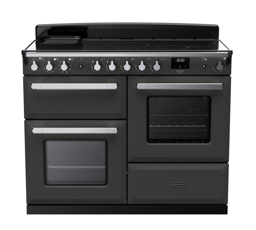 Rangemaster ESDLO110EIPSLT/CM1  Estel Deluxe 110 Induction Slate with Chrome trim