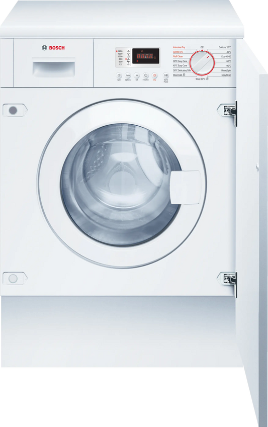 Bosch WKD28352GB Series 4 Integrated Washer Dryer, 7kg/4kg, 1300 Spin, White, E Rated
