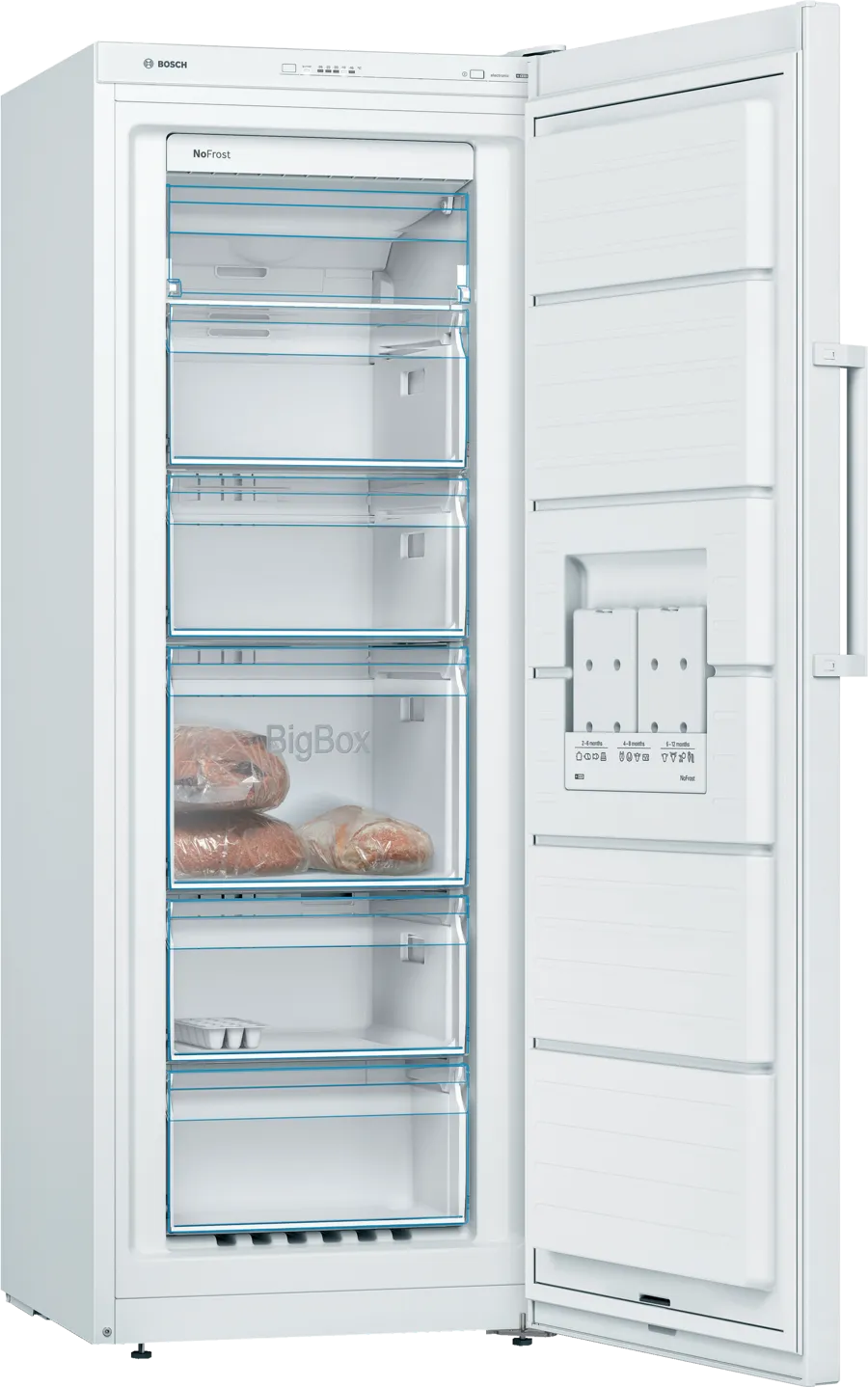 Bosch GSN29VWEVG Series 4 No Frost Tall Freezer, White, E Rated