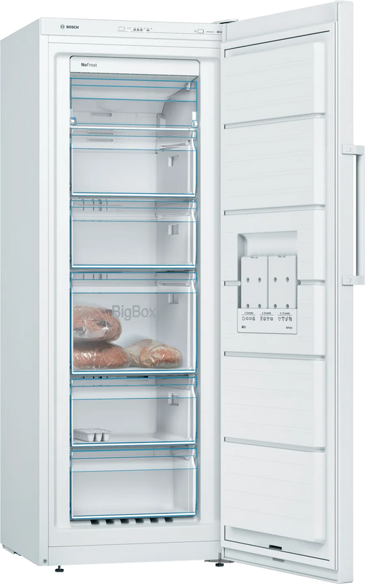 Bosch GSN29VWEVG Series 4 No Frost Tall Freezer, White, E Rated