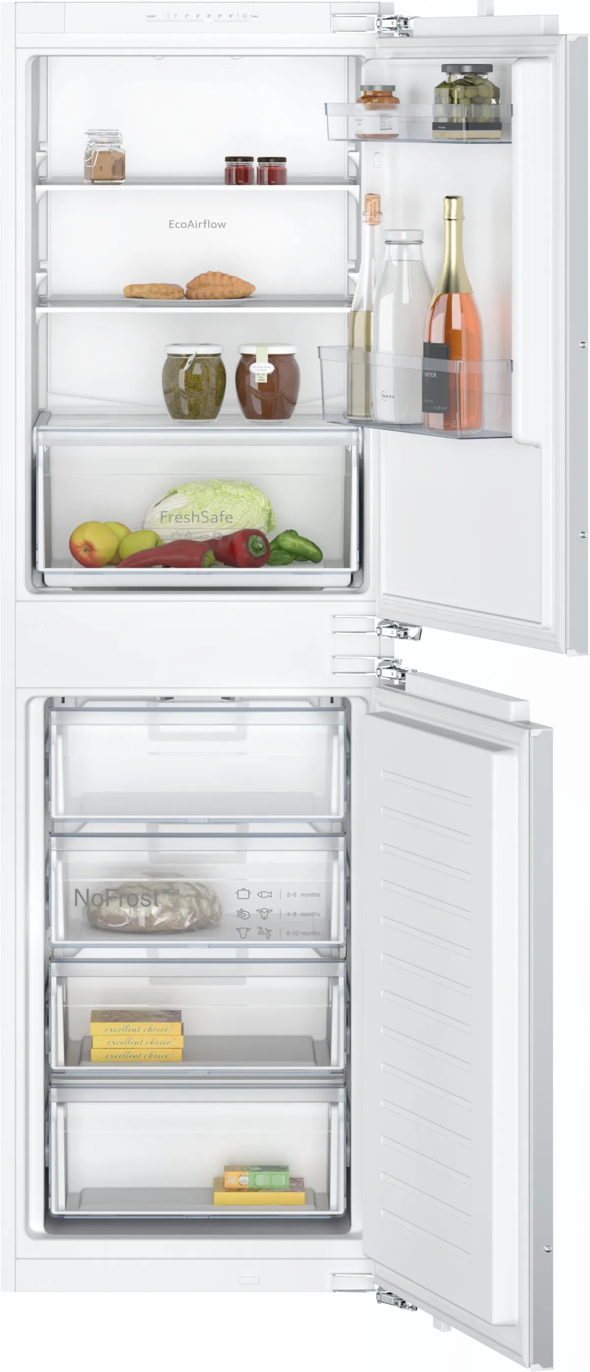 Neff KI7851FE0G N30 No Frost Integrated Fridge Freezer, Fixed Hinge, 50/50, E Rated