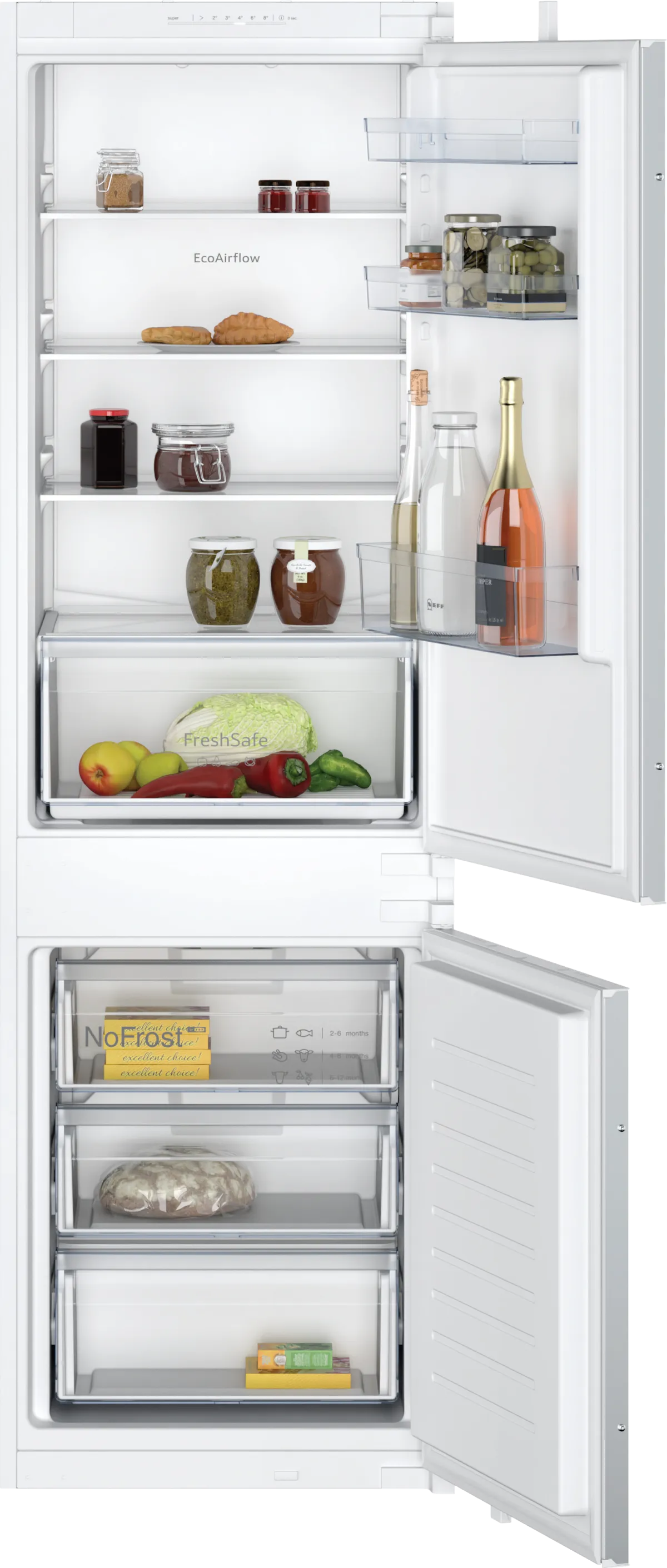 Neff KI7861SE0G N30 No Frost Integrated Fridge Freezer, Sliding Hinge, 60/40, E Rated