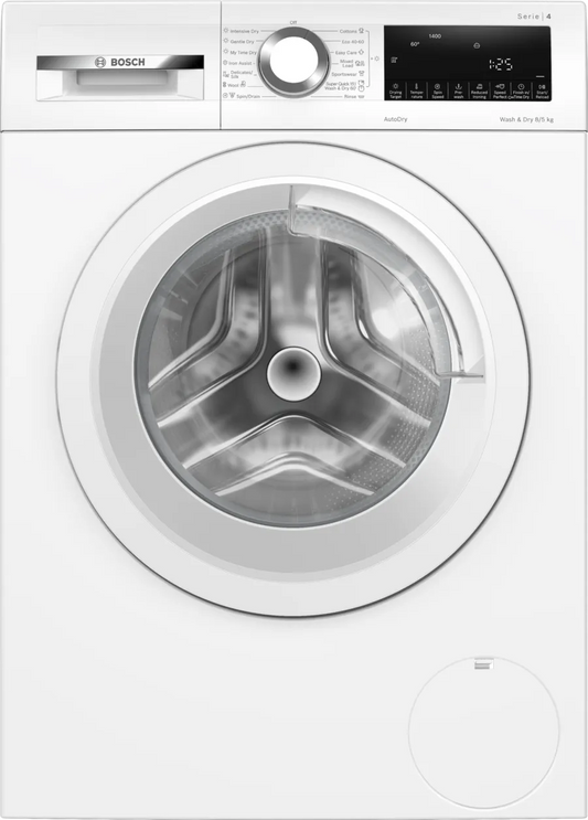 Bosch WNA134U8GB Series 4 Washer Dryer, 8kg/5kg, 1400 Spin, White, C Rated