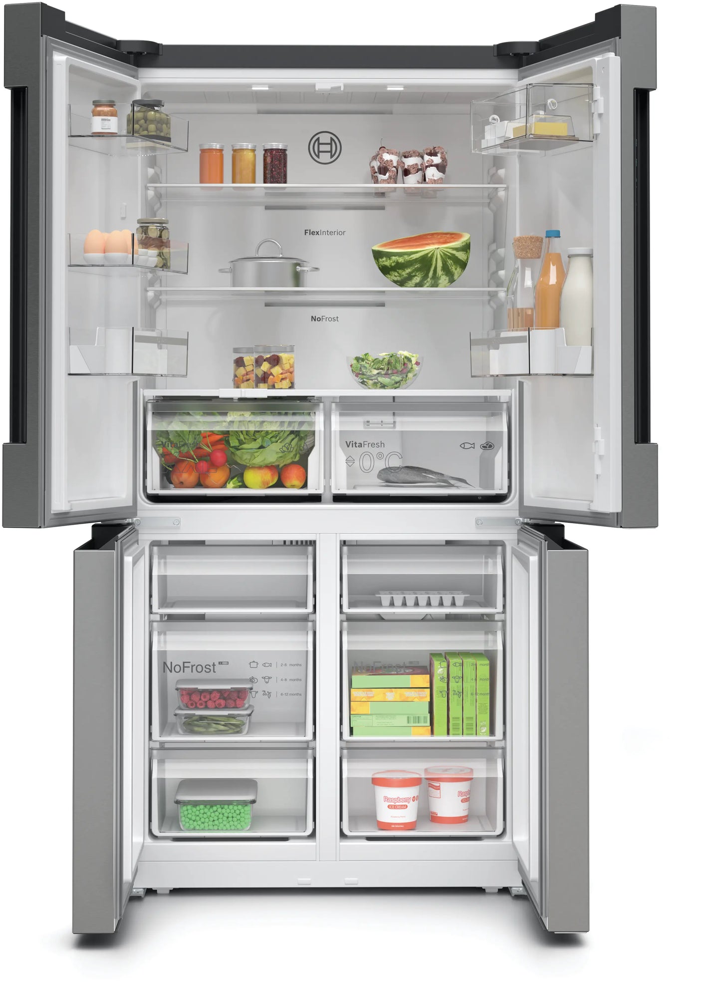 Bosch KFN96VPEAG Series 4 American Fridge Freezer, Non-Plumbed, Stainless Steel, E Rated