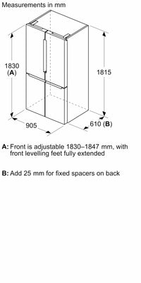 Bosch KFN96VPEAG Series 4 American Fridge Freezer, Non-Plumbed, Stainless Steel, E Rated