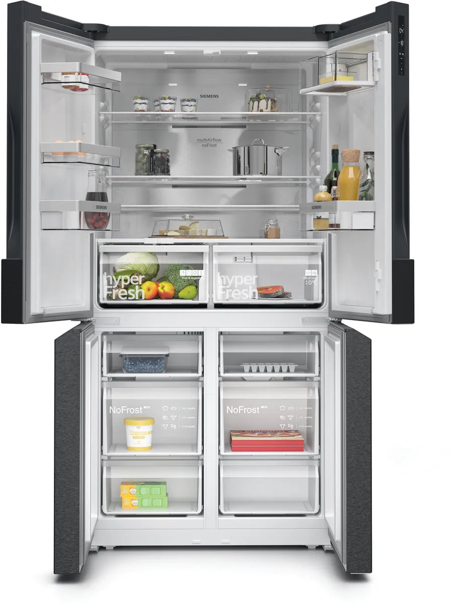 Siemens KF96NAXEAG iQ300 American Fridge Freezer, Non-Plumbed, Black, E Rated