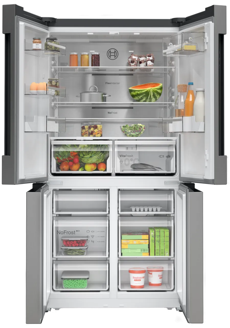 Bosch KFN96APEAG Series 4 American Fridge Freezer, Non-Plumbed, Stainless Steel, E Rated