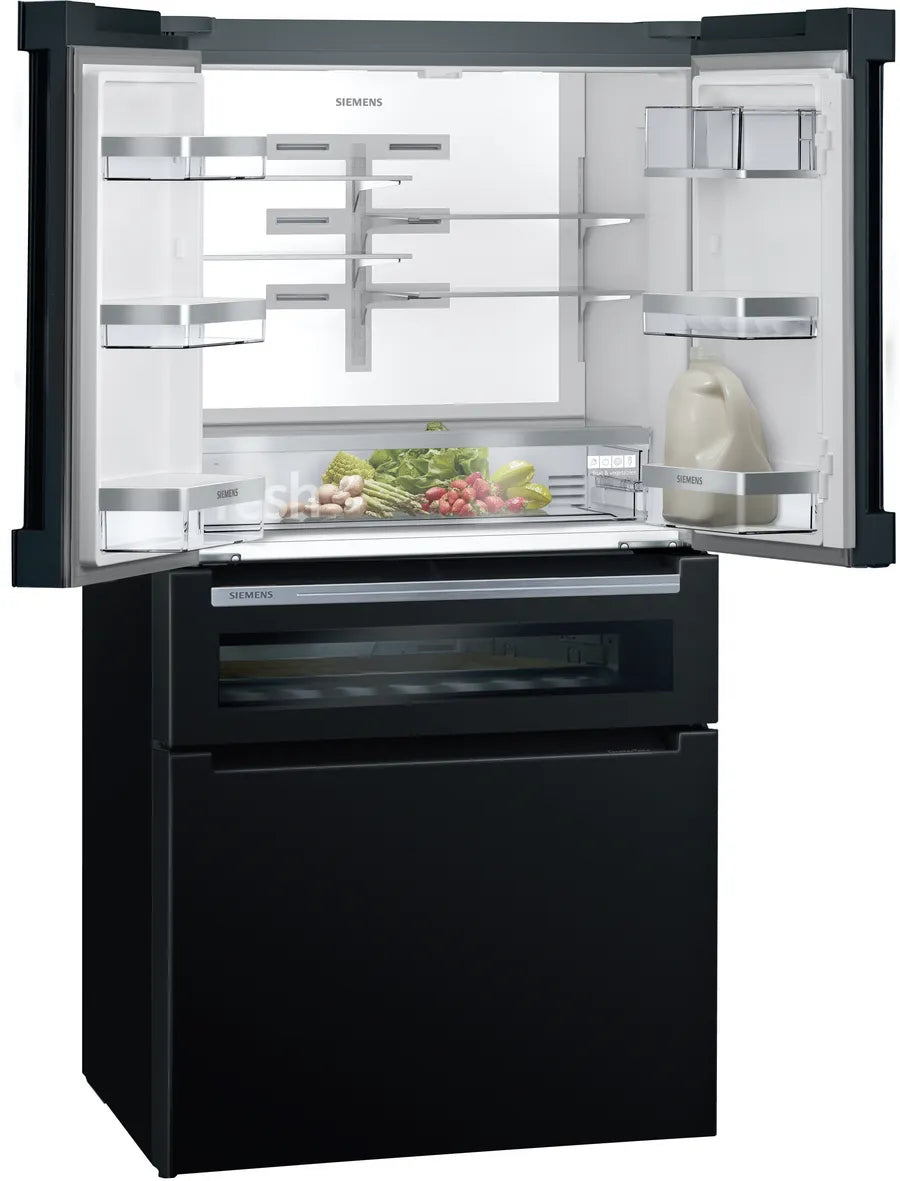 Siemens KF96RSBEA iQ700 American Fridge Freezer, Non-Plumbed, Black, E Rated