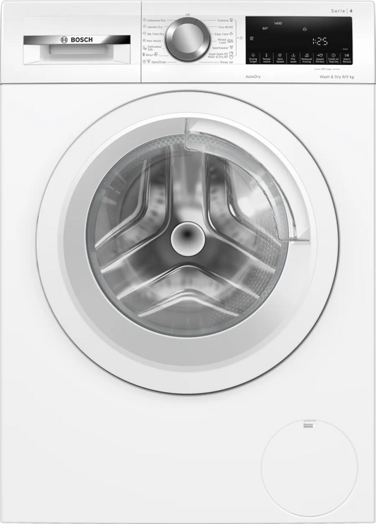 Bosch WNA144V9GB Series 4 Washer Dryer, 9kg/5kg, 1400 Spin, White, E Rated