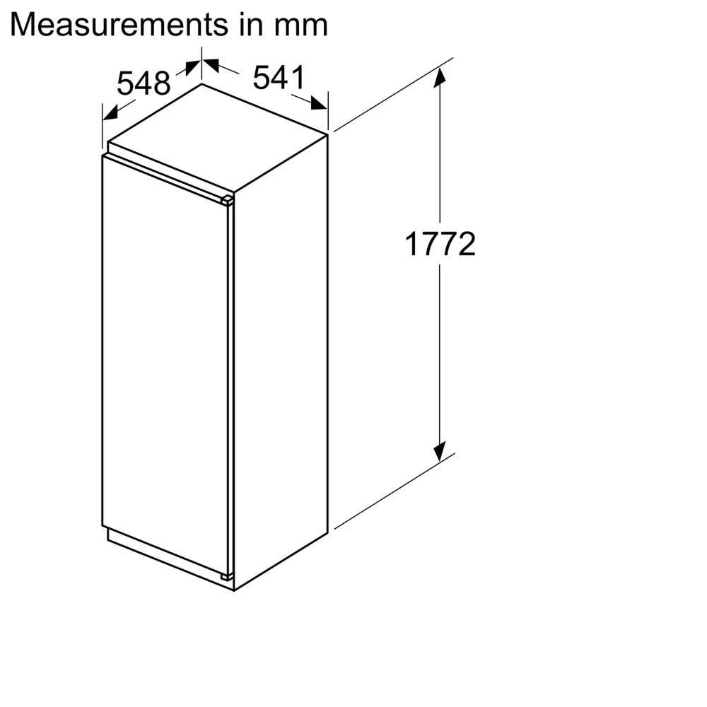 Neff KI1811SE0G N30 Built-In Larder Fridge, Sliding Hinge, E Rated