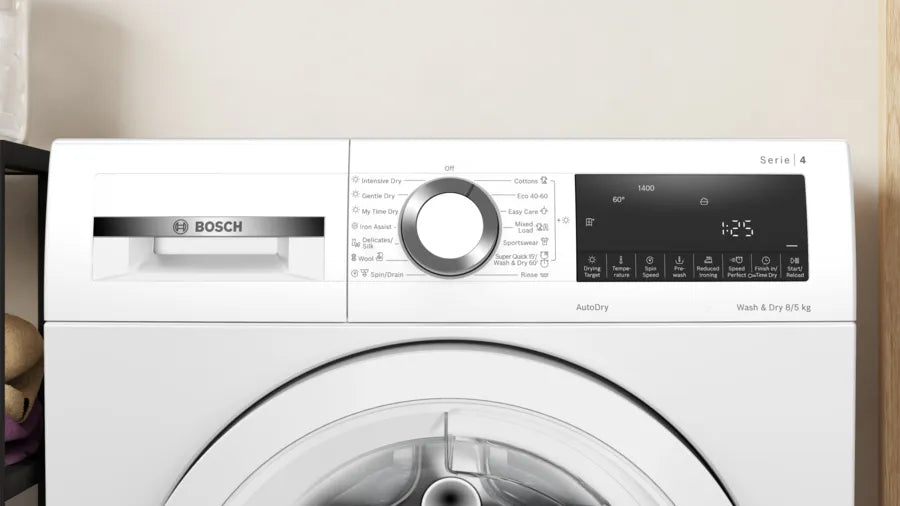 Bosch WNA134U8GB Series 4 Washer Dryer, 8kg/5kg, 1400 Spin, White, C Rated