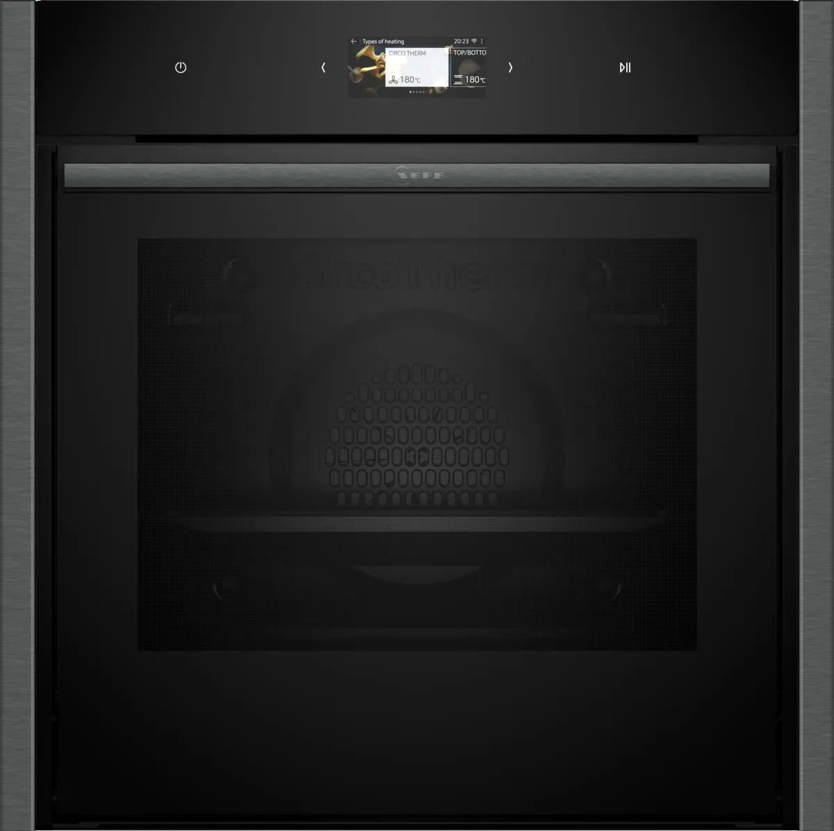 Neff N90 Slide and Hide B64CS71G0B Built-In Electric Single Oven, Graphite Grey with Pyrolytic Cleaning, A+ Rated