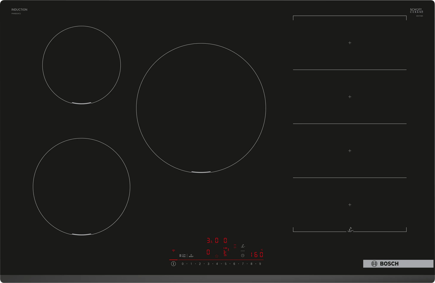 Bosch PXV831HC1E Series 6 80cm Induction Hob, Black