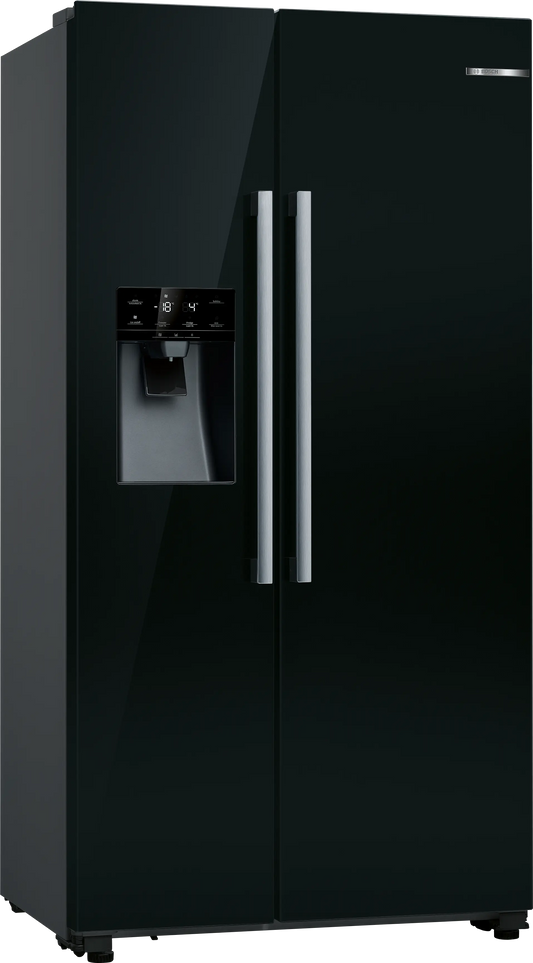 Bosch KAD93ABEP Series 6 American Fridge Freezer, Plumbed, Black, E Rated