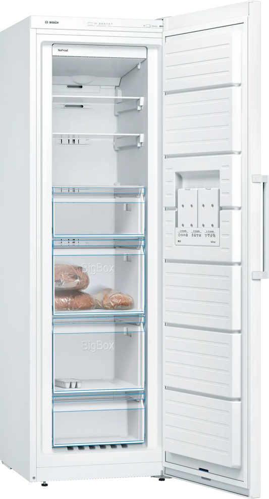 Bosch GSN36VWEPG Series 4 No Frost Tall Freezer, White, E Rated