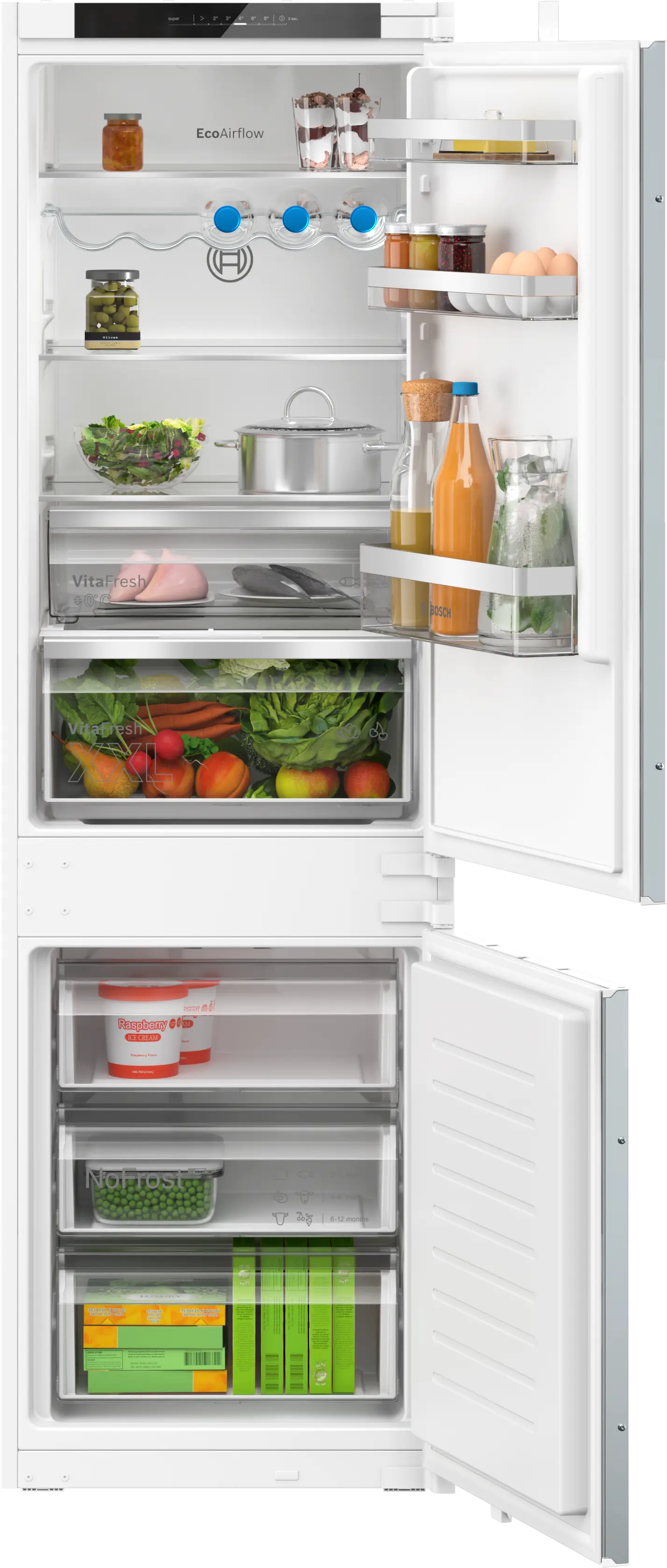 Bosch KIN86VSE0G Series 4 Frost Free Integrated Fridge Freezer, Sliding Hinge, 60/40, White, E Rated