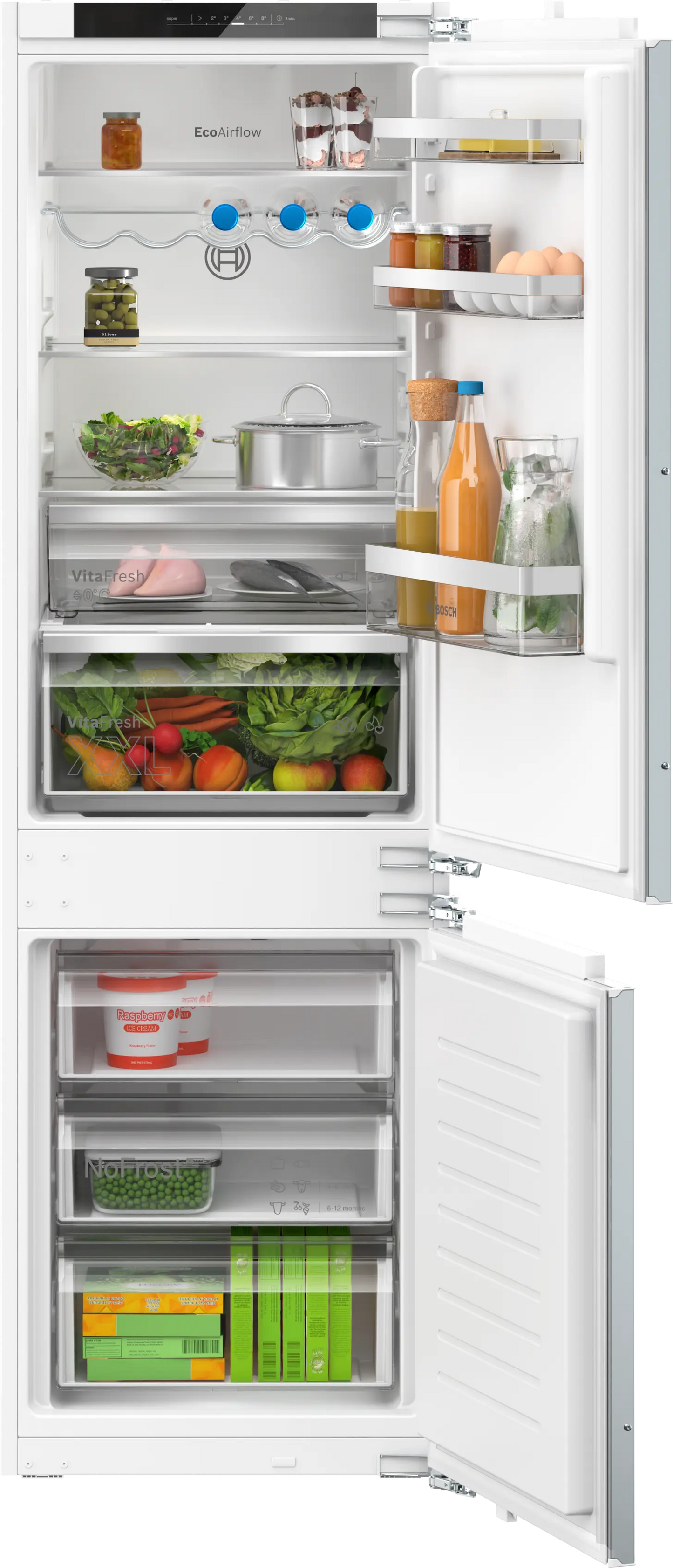 Bosch KIN86VFE0G Series 4 Frost Free Integrated Fridge Freezer, Fixed Hinge, 60/40, White, E Rate