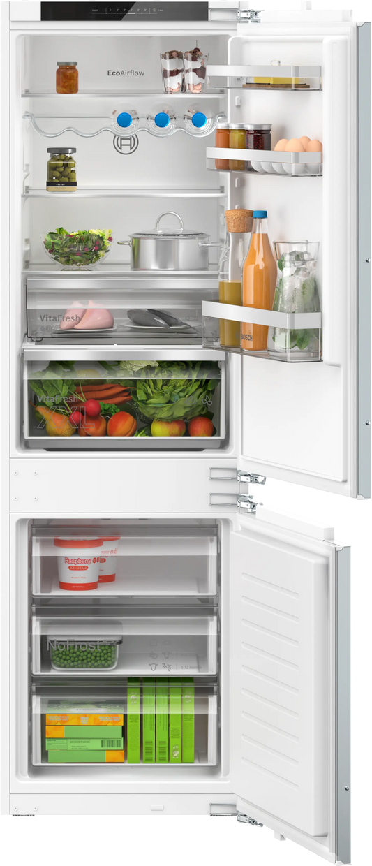 Bosch KIN86VFE0G Series 4 Frost Free Integrated Fridge Freezer, Fixed Hinge, 60/40, White, E Rate