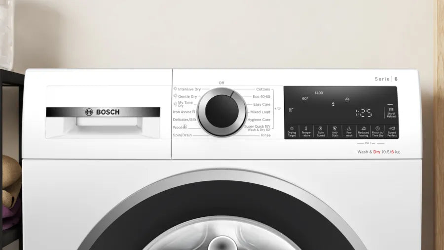 Bosch WNG25401GB Series 6 Washer Dryer, 10kg/6kg, 1400 Spin, White, A Rated