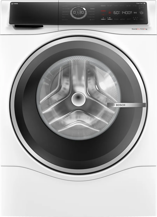 Bosch WNC25410GB Series 8 i-Dos Washer Dryer, 10kg/6kg, 1400 Spin, White, D Rated