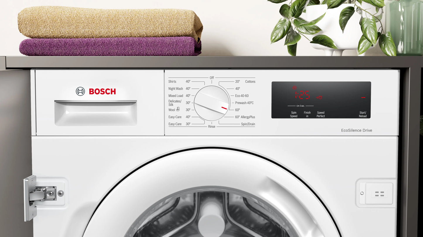 Bosch WIW28302GB Series 6 Integrated Washing Machine, 8kg, 1400 Spin, White, C Rated