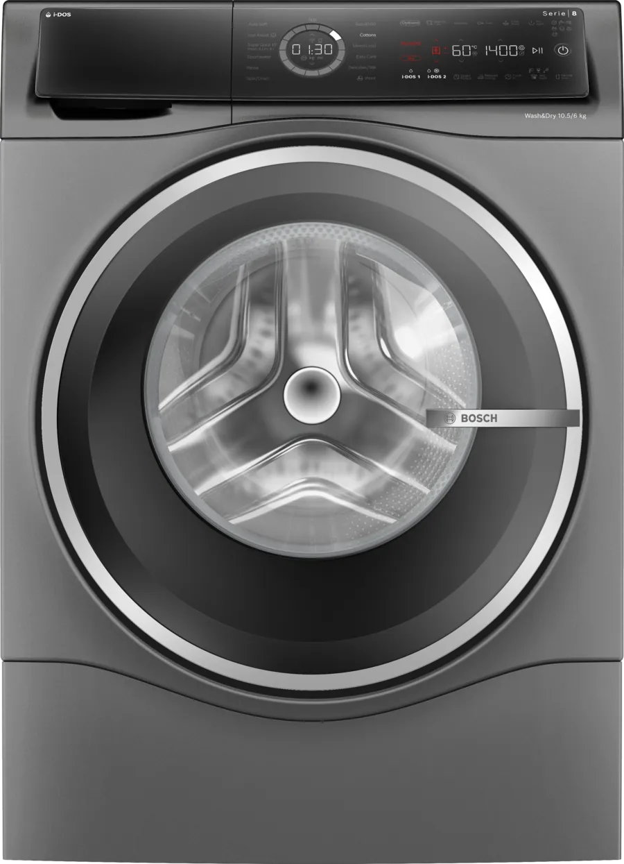 Bosch WNC254ARGB Series 8 i-Dos Washer Dryer, 10kg/6kg, 1400 Spin, Grey, D Rated