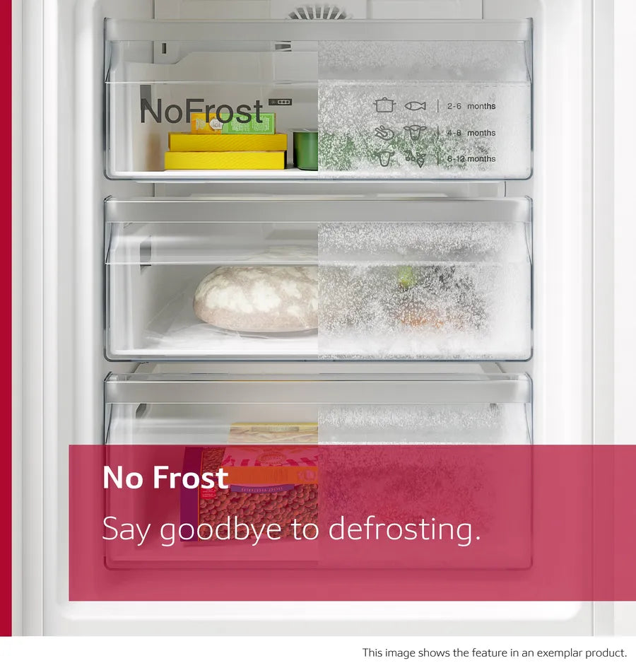 Neff KI7861FE0G built-in fridge-freezer with freezer at bottom 177.2 x 54.1 cm flat hinge