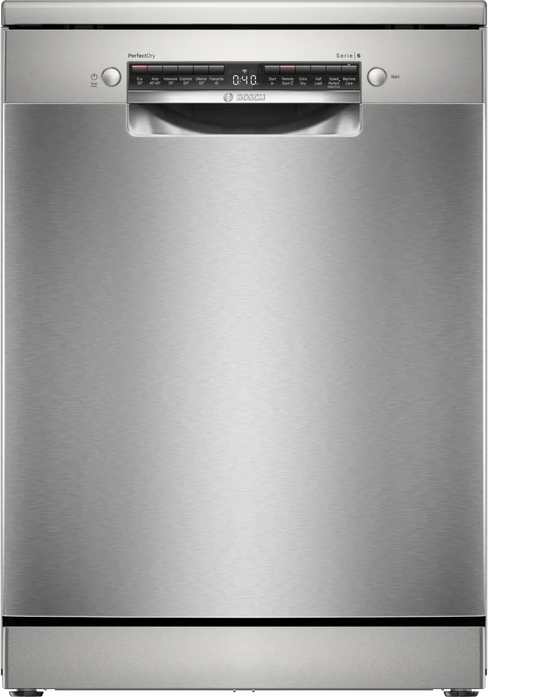 Bosch SMS6ZCI10G Series 6 Dishwasher, 14 Place Settings, Silver, B Rated