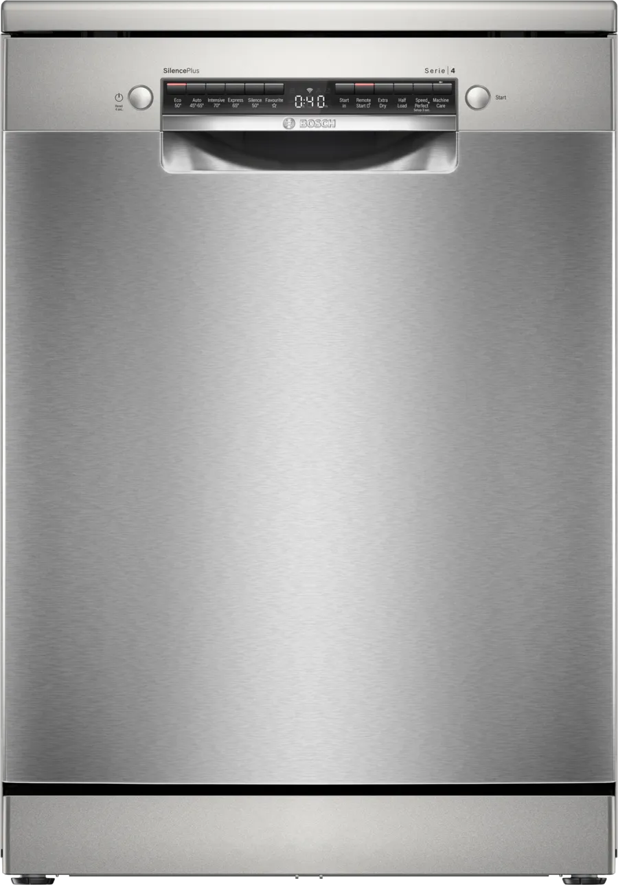 Bosch SMS4EKI06G Series 4 Dishwasher, 13 Place Settings, Silver, B Rated