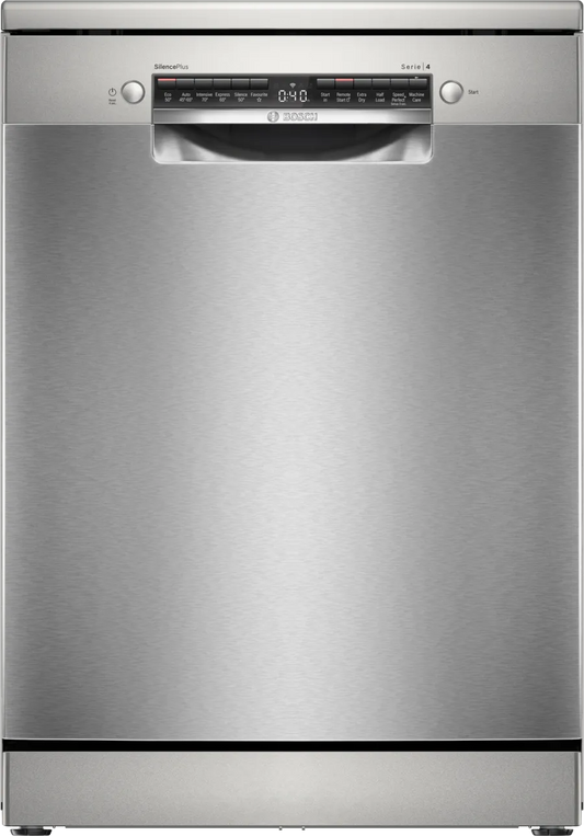 Bosch SMS4EKI06G Series 4 Dishwasher, 13 Place Settings, Silver, B Rated