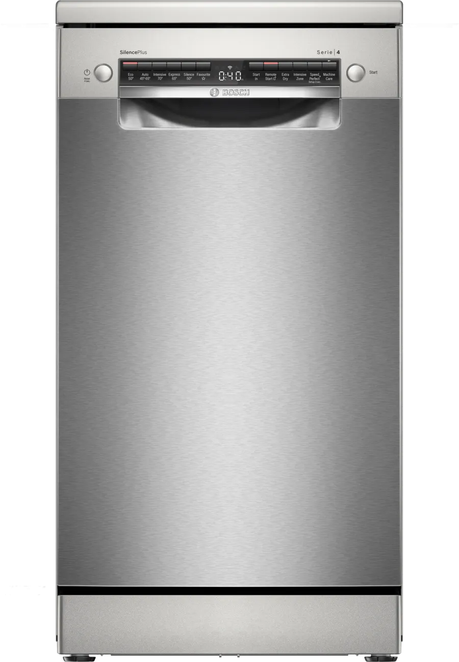 Bosch SPS4HMI49G Series 4 Slimline Dishwasher, 10 Place Settings, Silver, E Rated
