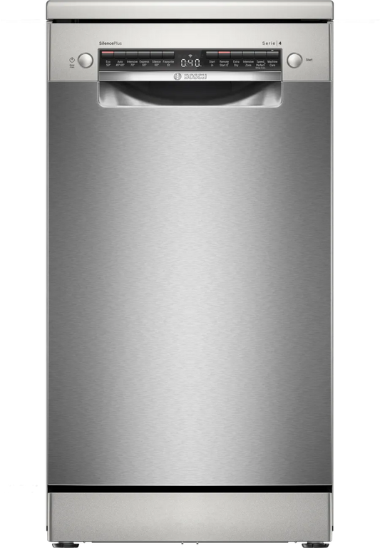 Bosch SPS4HMI49G Series 4 Slimline Dishwasher, 10 Place Settings, Silver, E Rated