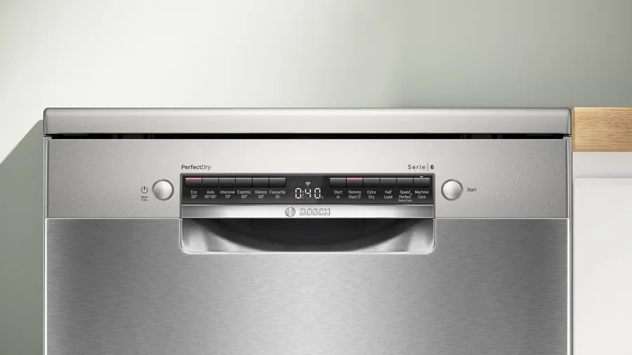 Bosch SMS6ZCI10G Series 6 Dishwasher, 14 Place Settings, Silver, B Rated