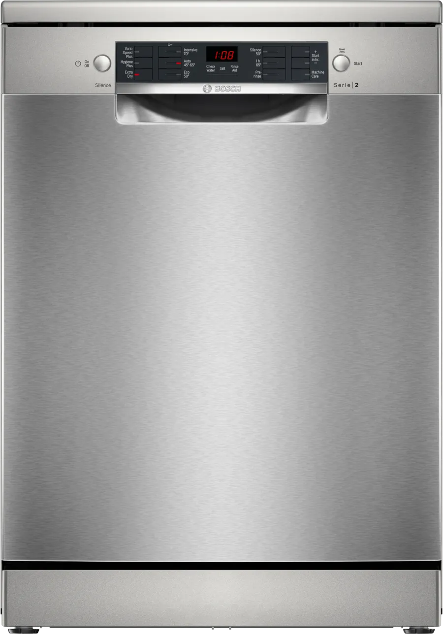 Bosch SMS26AI08G Series 2 Dishwasher, 12 Place Settings, Stainless Steel, E Rated