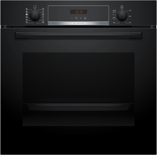Bosch HQA574BB3B Series 4 Built-In Electric Single Oven with Pyrolytic Cleaning, Black, A+ Rated