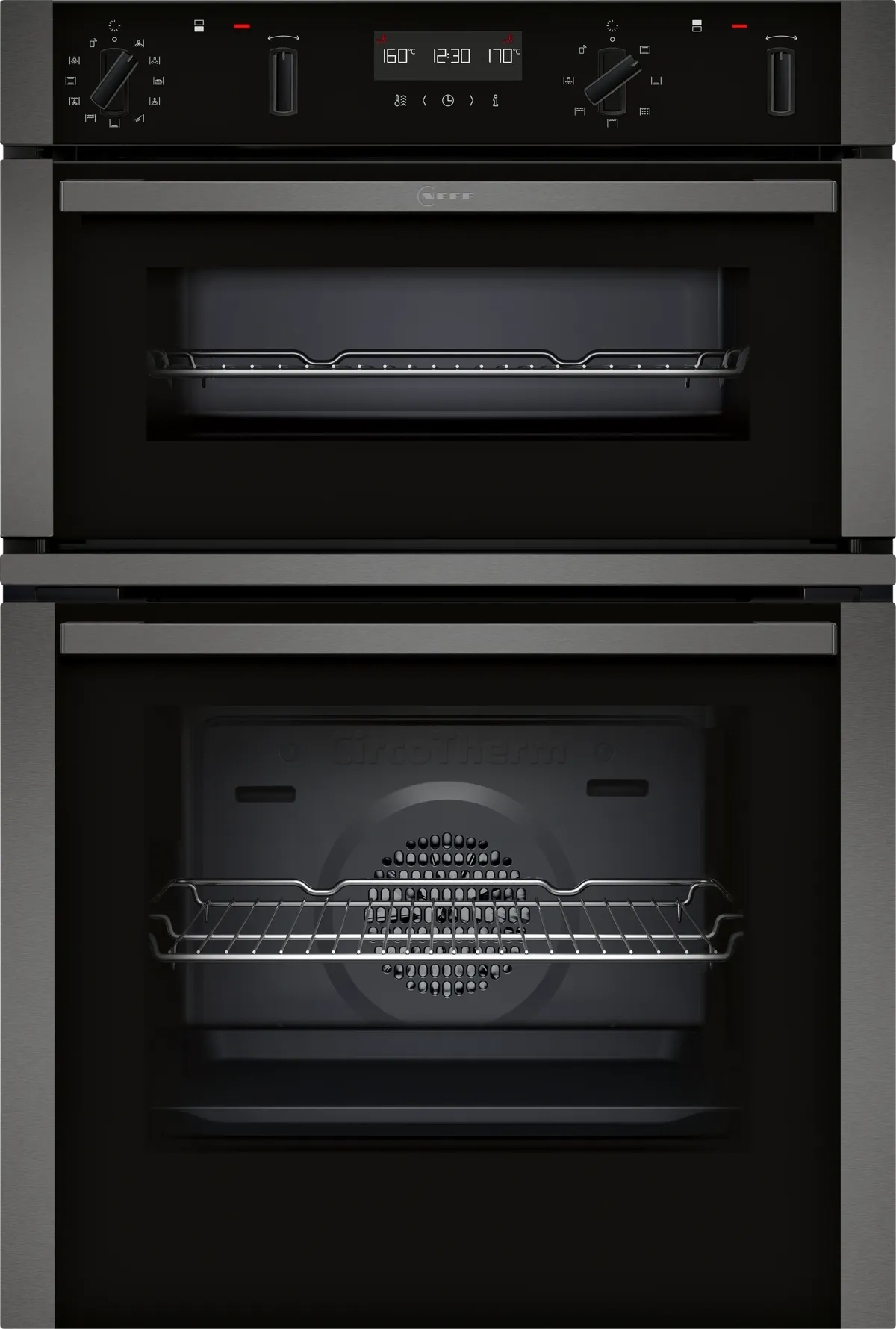 Neff U2ACH7AG7B N50 Built-In Electric Double Oven, Graphite Grey with Pyrolytic Cleaning, A Rated