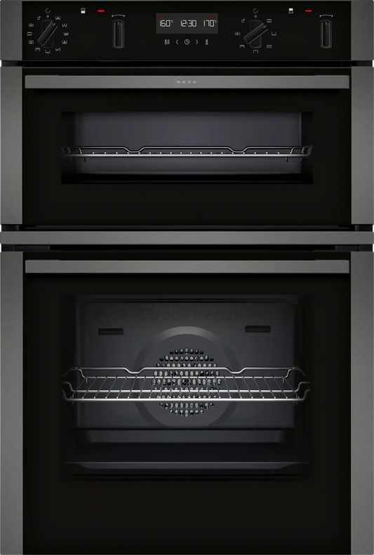 Neff U2ACH7AG7B N50 Built-In Electric Double Oven, Graphite Grey with Pyrolytic Cleaning, A Rated